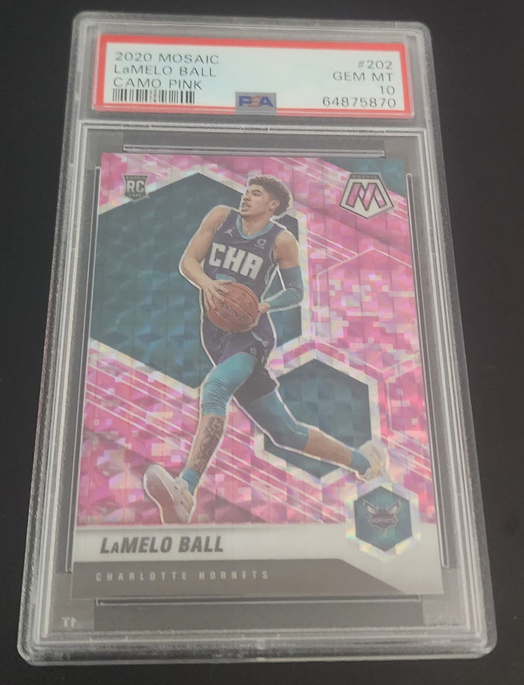 2020-21 Panini Mosaic Camo Pink #202 Rookie Rc Lamelo Ball Psa 10