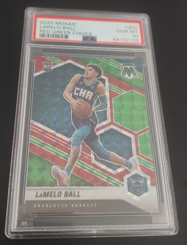 2020-21 Panini Mosaic Red Green Choice #202 Rookie Rc Lamelo Ball Psa 10