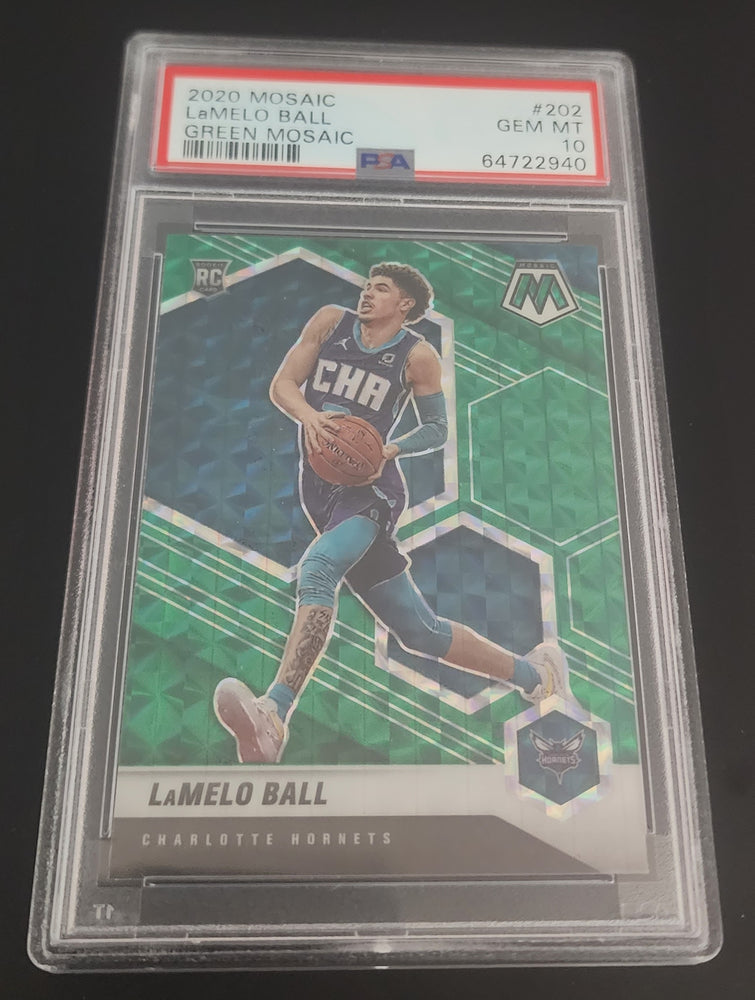 2020-21 Panini Mosaic Green Mosaic #202 Rookie Rc Lamelo Ball Psa 10