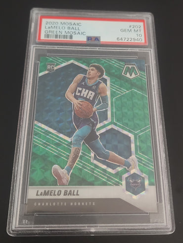 2020-21 Panini Mosaic Green Mosaic #202 Rookie Rc Lamelo Ball Psa 10