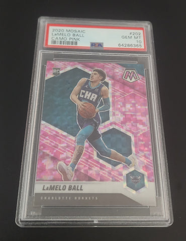 2020-21 Panini Mosaic Camo Pink #202 Rookie Rc Lamelo Ball Psa 10