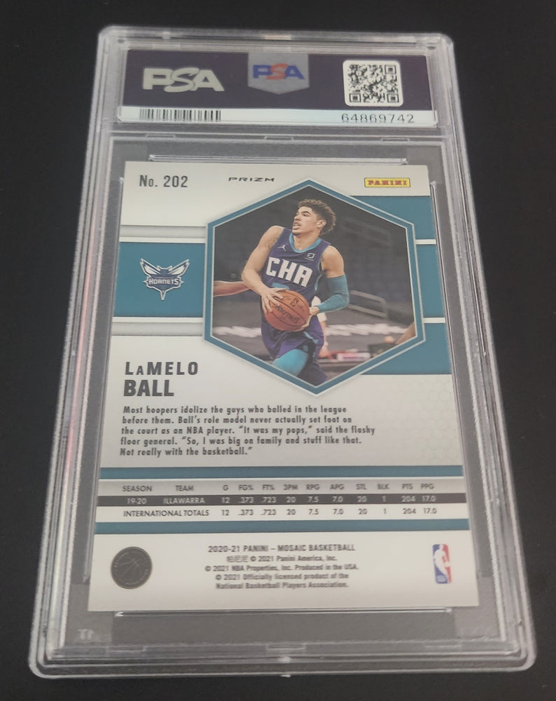 2020-21 Panini Mosaic Reactive Orange #202 Rookie Rc Lamelo Ball Psa 10