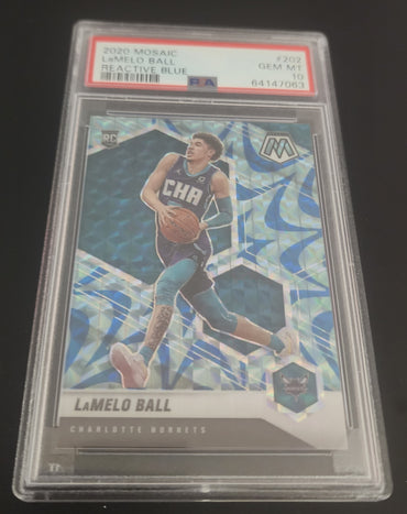 2020-21 Panini Mosaic Reactive Blue #202 Rookie Rc Lamelo Ball Psa 10