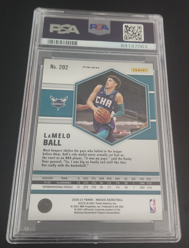 2020-21 Panini Mosaic Reactive Blue #202 Rookie Rc Lamelo Ball Psa 10