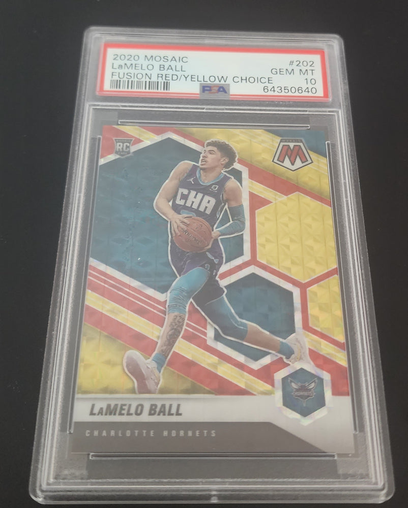 2020-21 Panini Mosaic Fusion Red / Yellow Choice #202 Rookie Rc Lamelo Ball Psa 10