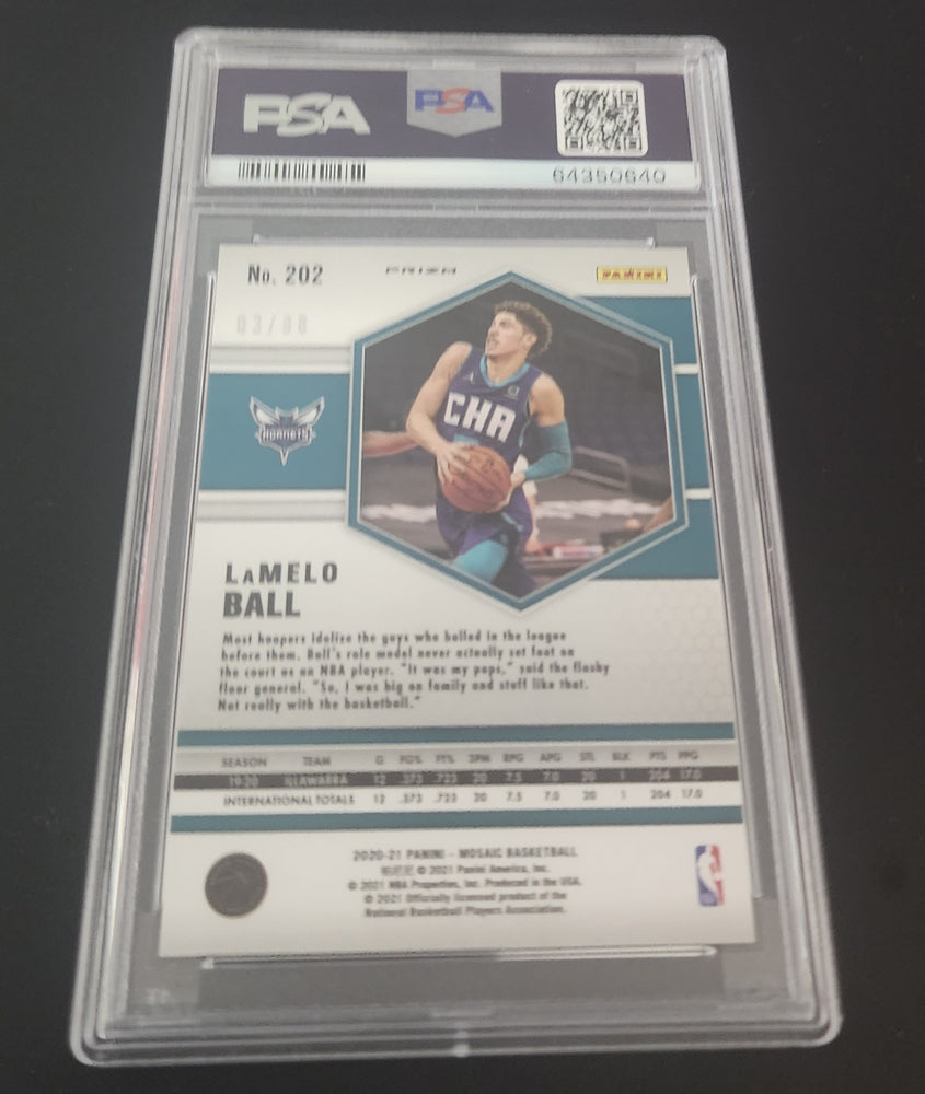 2020-21 Panini Mosaic Fusion Red / Yellow Choice #202 Rookie Rc Lamelo Ball Psa 10