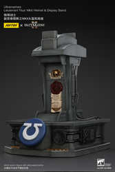 JOYTOY ULTRAMARINES LIEUTENANT TITUS' MKX HELMET & DISPLAY STAND