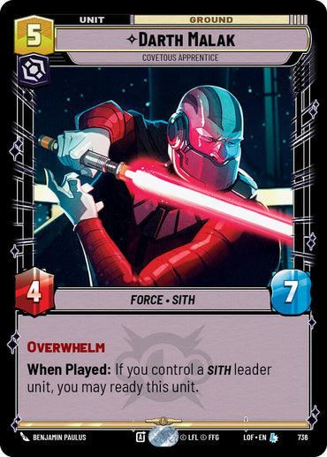 Darth Malak - Covetous Apprentice (736) (Foil) (736) [Legends of the Force]