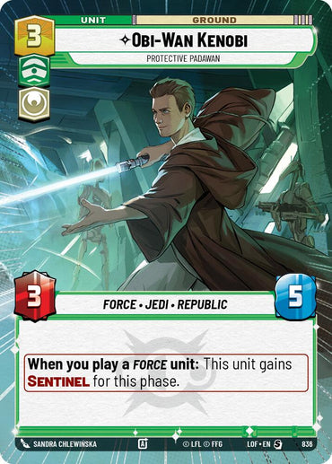 Obi-Wan Kenobi - Protective Padawan (836) (Hyperspace Foil) (836) [Legends of the Force]