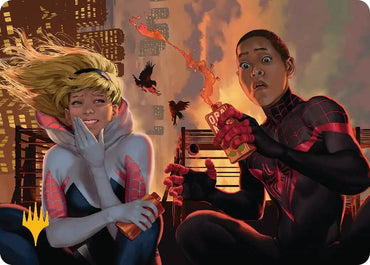 Heroes' Hangout Art Card (Gold-Stamped Planeswalker Symbol) [Marvel's Spider-Man Art Series]