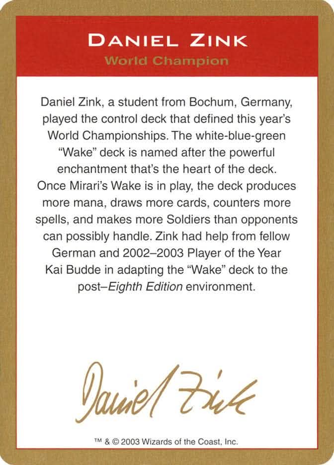 Daniel Zink Bio [World Championship Decks 2003]