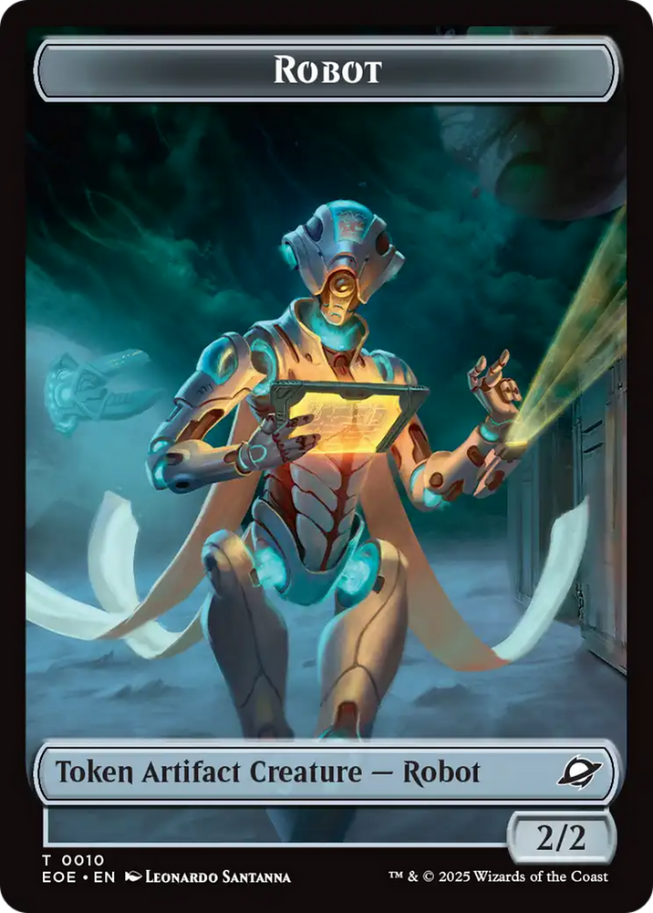 Robot // Emblem - Tezzeret, Cruel Captain Double-Sided Token [Edge of Eternities Tokens]