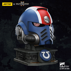 JOYTOY ULTRAMARINES LIEUTENANT TITUS' MKX HELMET & DISPLAY STAND