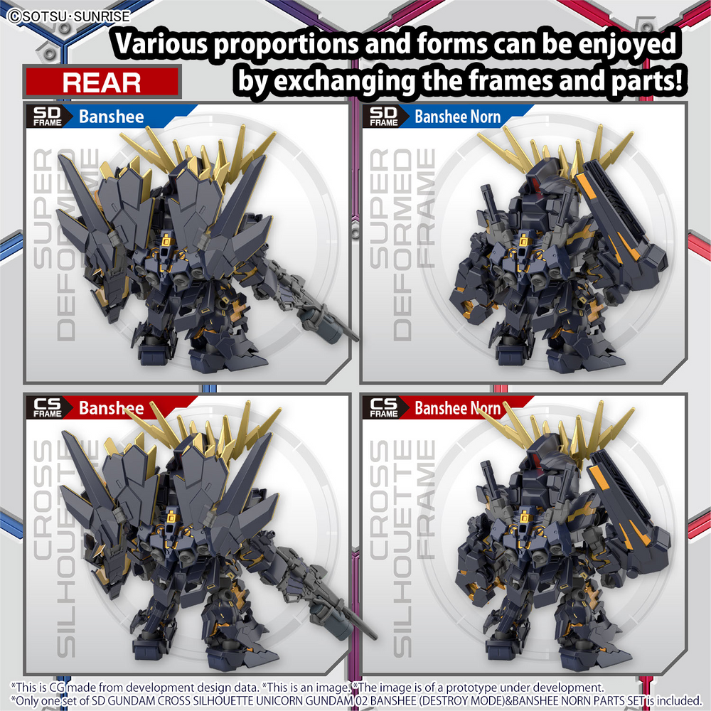 SD GUNDAM CROSS SILHOUETTE UNICORN GUNDAM 02 BANSHEE (DESTROY MODE) & BANSHEE NORN PARTS SET