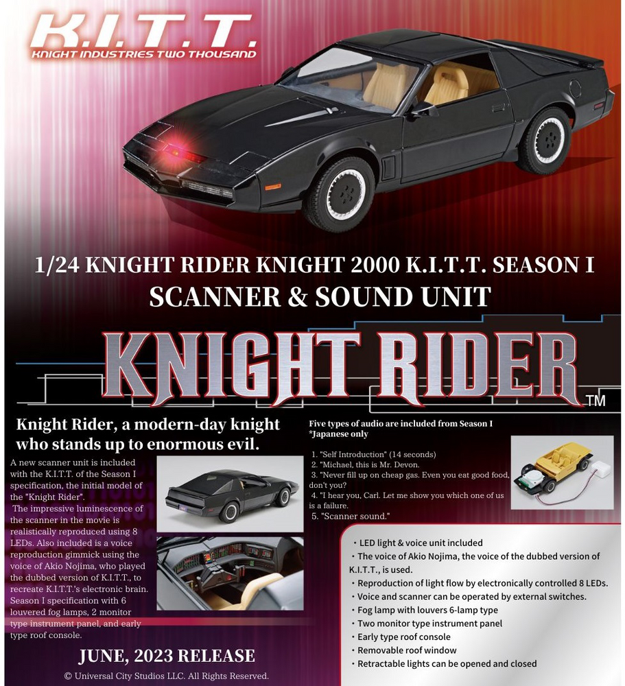 Aoshima 1/24 Knight Rider Knight 2000 K.I.T.T. Season I w/Scanner Voice Unit