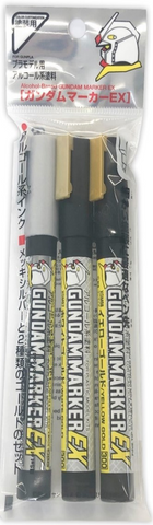 GUNDAM MARKER EX PLATED SILVER AND 2 EX GOLD COLORS