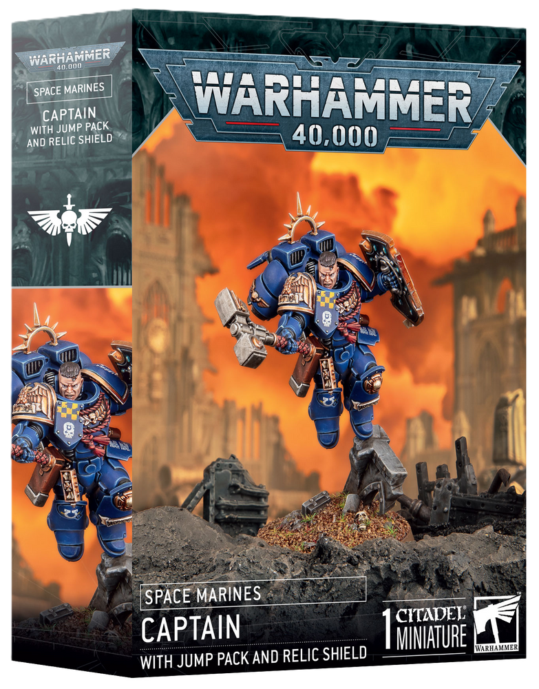 WARHAMMER 40,000 SPACE MARINES CAPTAIN WITH JUMP PACK AND RELIC SHIELD