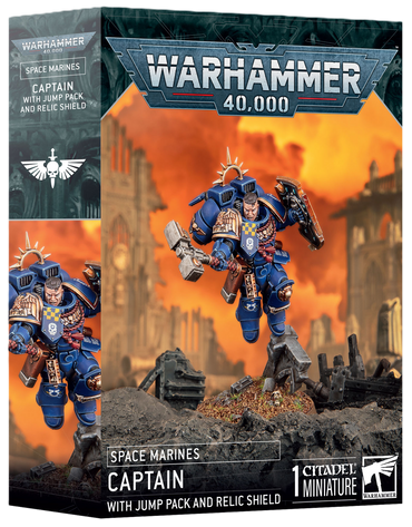 WARHAMMER 40,000 SPACE MARINES CAPTAIN WITH JUMP PACK AND RELIC SHIELD