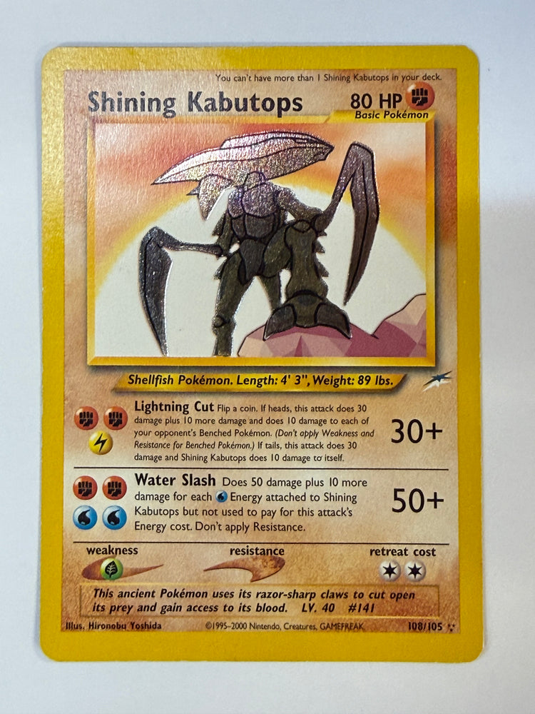 shiny kabutops pokemon card SOLD end display Shining Kabutops Neo Destiny Pokemon