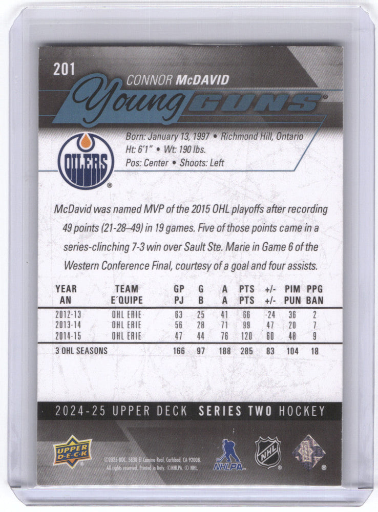 2024-25 Upper Deck Series 2 Young Guns Renewed #201 Rookie Rc Connor Mcdavid