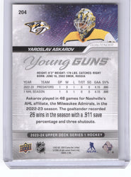 2023-24 Upper Deck Series 1 Young Guns #204 Rookie Rc Yaroslav Askarov
