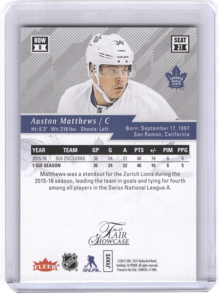 2016-17 Fleer Flair Showcase #21 Rookie Rc Auston Matthews