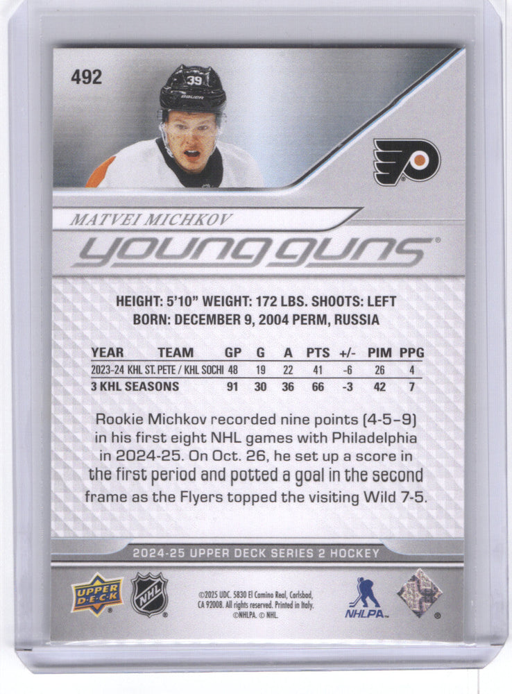 2024-25 Upper Deck Series 2 Young Guns #492 Rookie Rc Matvei Michkov