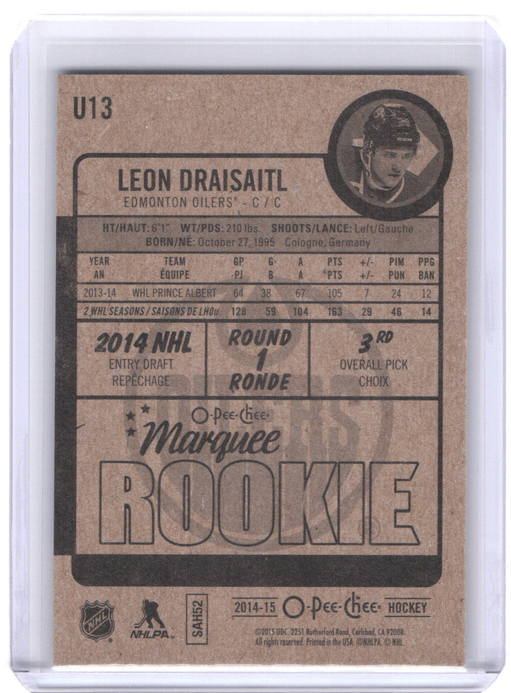 2014-15 O-Pee-Chee Marquee Rookie #U13 Rookie Rc Leon Draisaitl