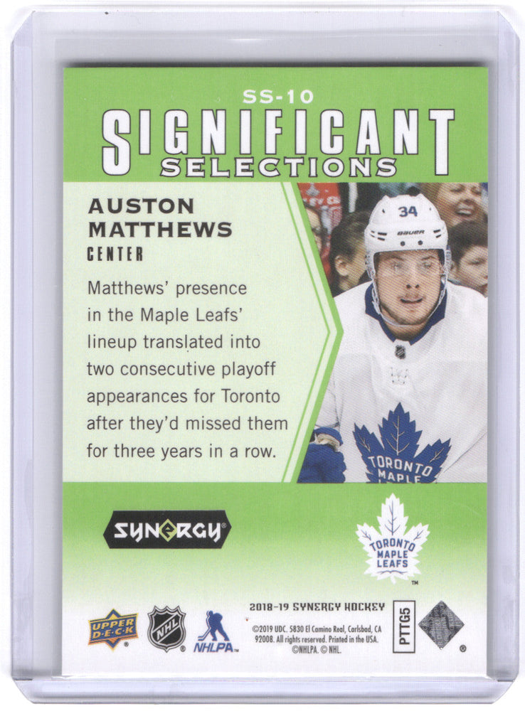 2018-19 Upper Deck Synergy Significant Selections #Ss-10 Rookie Rc Auston Matthews /199