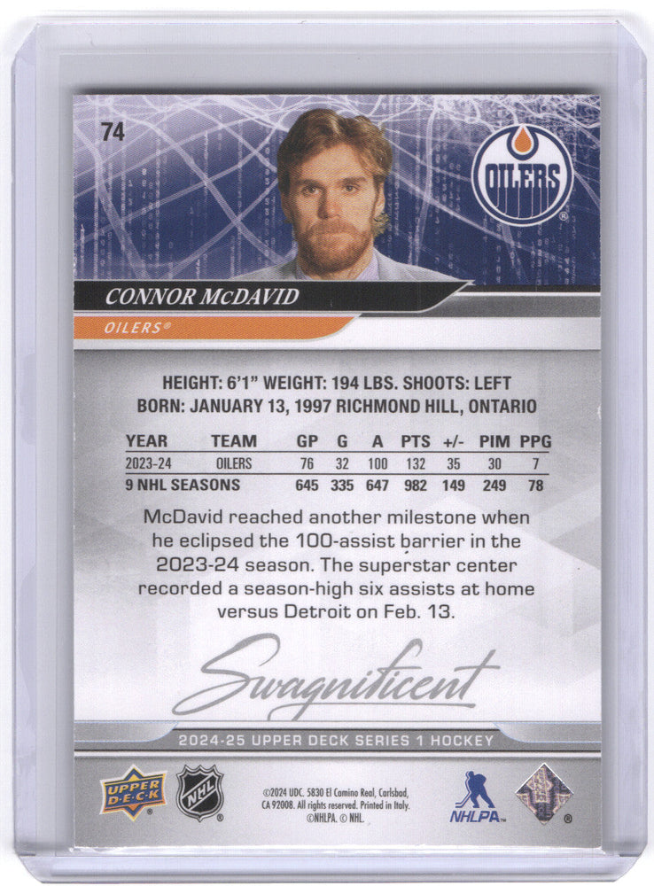 2024-25 Upper Deck Series 1 Swagnificent #74 Connor Mcdavid