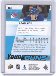 2019-20 Upper Deck Series 1 Young Guns #228 Rookie Rc Adam Fox