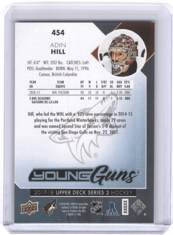 2017-18 Upper Deck Series 2 Young Guns #454 Rookie Rc Adin Hill