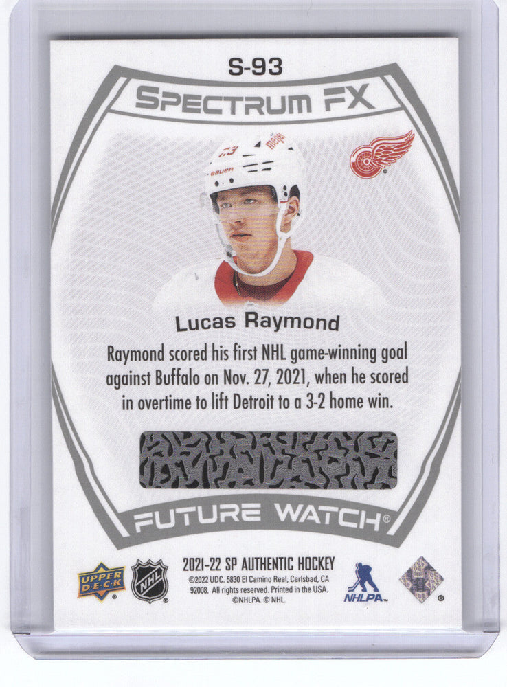 2021-22 Upper Deck Sp Authentic Spectrum Fx #S-93 Rookie Rc Lucas Raymond