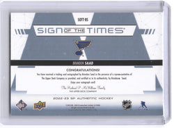 2022-23 Upper Deck Sp Authentic Sign Of The Times #Sott-Bs Auto Brandon Saad