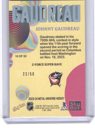 2023-24 Skybox Metal Universe Z-Force Super Wave 10Of50 Johnny Gaudreau /50