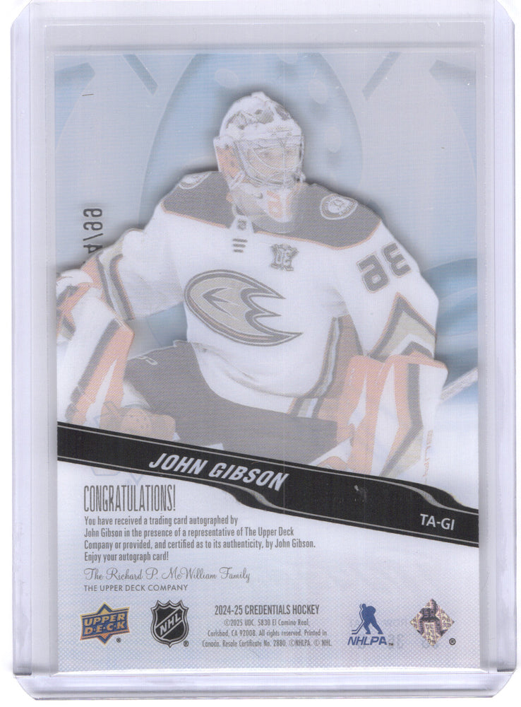 2024-25 Upper Deck Credentials Ticket Access Acetate Ta-Gi Auto John Gibson /99