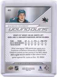 2024-25 Upper Deck Series 2 Young Guns #451 Rookie Rc Macklin Celebrini