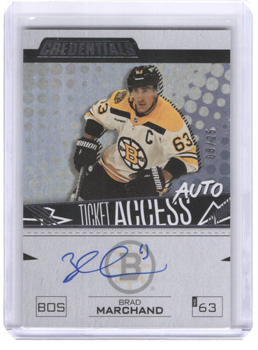 2024-25 Upper Deck Credentials Ticket Access Auto Taa-Bm Auto Brad Marchand /25