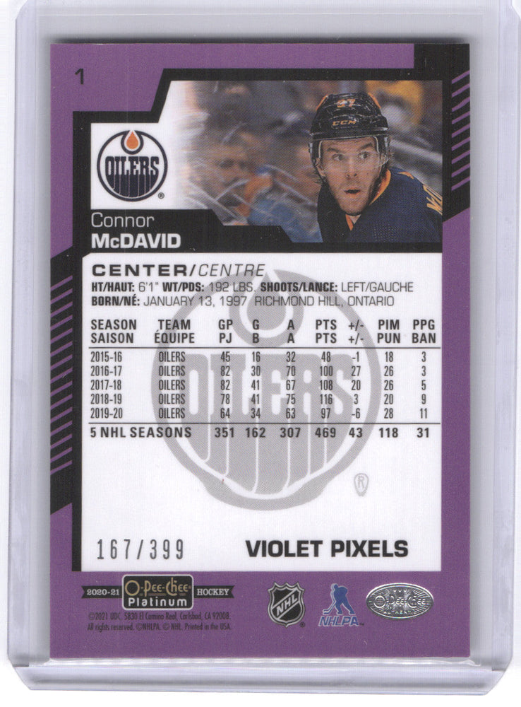 2020-21 Upper Deck O-Pee-Chee Platinum Violet Pixels #1 Connor Mcdavid /299