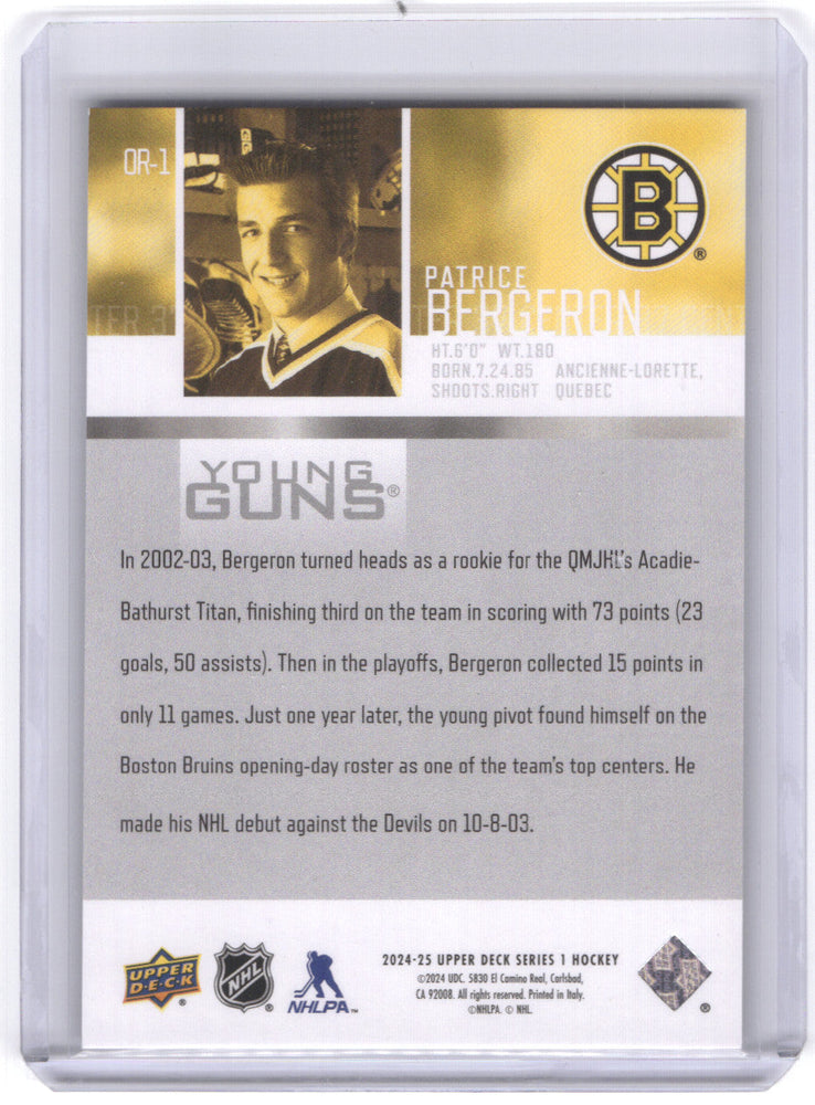 2024-25 Upper Deck Series 1 Yg Reissue Outburst Or-1 Patrice Bergeron