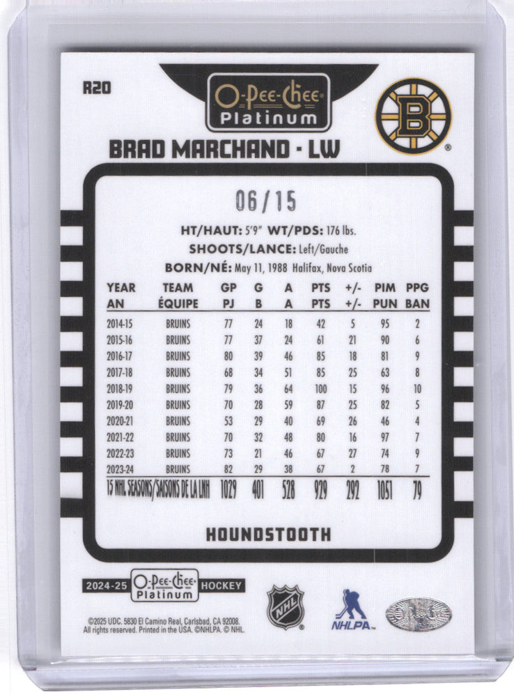 2024-25 Upper Deck O-Pee-Chee Platinum Houndstooth Retro R20 Brad Marchand /15