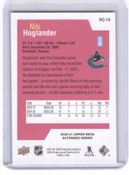 2020-21 Upper Deck Extended Rookie Class Rc-14 Rookie Rc Nils Hoglander /75