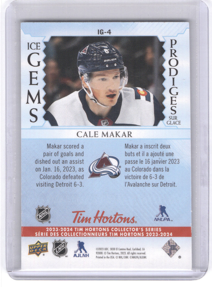 2023-24 Upper Deck Tim Hortons Collector's Series Ice Gems Ig-4 Cale Makar