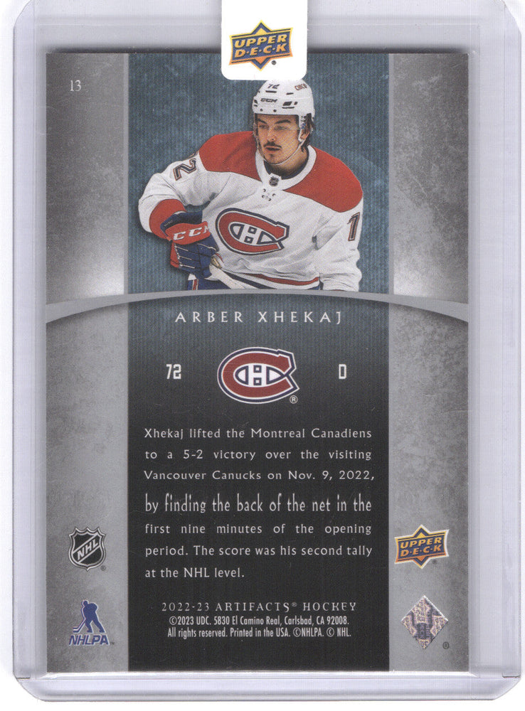 2022-23 Upper Deck Artifacts Hockey Rookies #13 Rookie Rc Arber Xhekaj /999