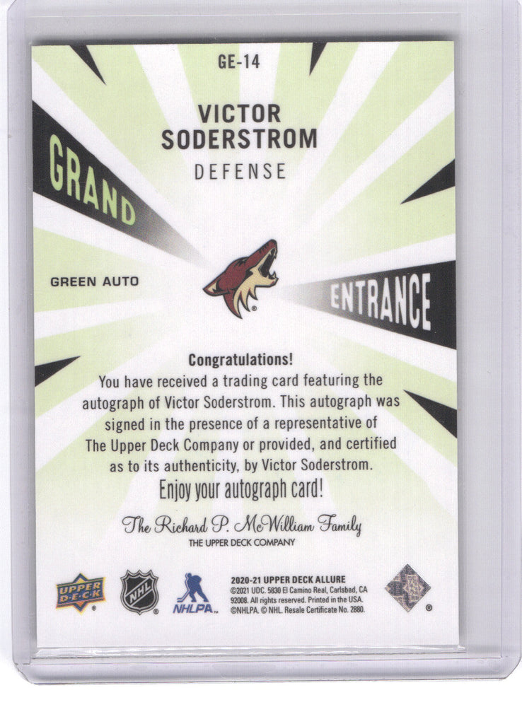 2020-21 Upper Deck Allure Green Auto Ge_14 Auto Victor Soderstrom