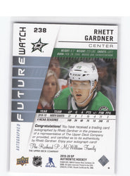 2019-20 Upper Deck Sp Authentic Future Watch Autographed #238 Rookie Rc Auto Rhett Gardner /999