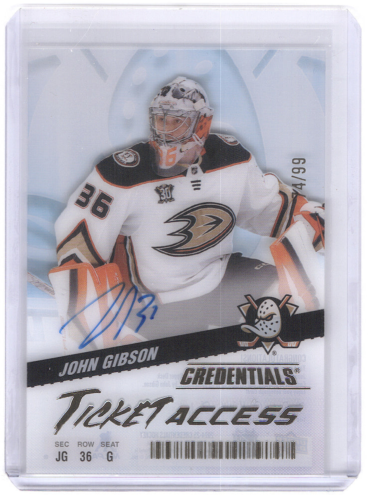 2024-25 Upper Deck Credentials Ticket Access Acetate Ta-Gi Auto John Gibson /99
