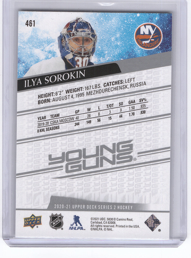 2020-21 Upper Deck Series 2 Young Guns 461 Rookie Rc Ilya Sorokin