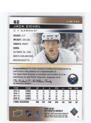 2019-20 Upper Deck Sp Authentic Limited #62 Auto Jack Eichel
