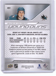 2024-25 Upper Deck Series 2 Young Guns #451 Rookie Rc Macklin Celebrini